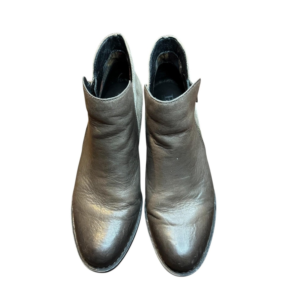 Born Booties Womens Size 9 Gray Leather Ankle Zip Block Heel‎ Casual Comfort